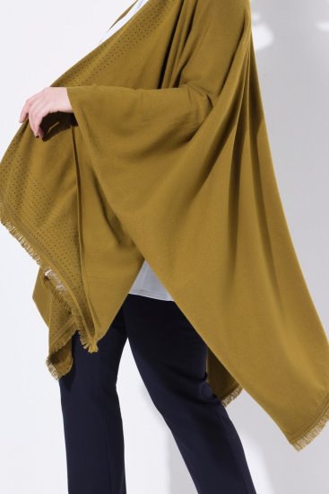 Ulla Popken 841117 Poncho in maglia oversize con strass Verde oliva - Poncho e mantelle - 