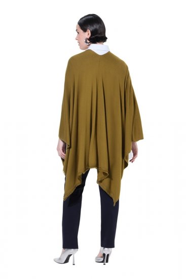 Ulla Popken 841117 Poncho in maglia oversize con strass Verde oliva - Poncho e mantelle - 
