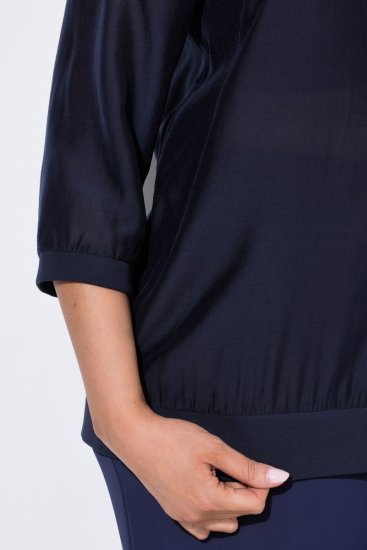 Ulla Popken 841127 Camicetta Blu scuro - Camicette - Bluse Taglie Forti per Ogni Giorno
