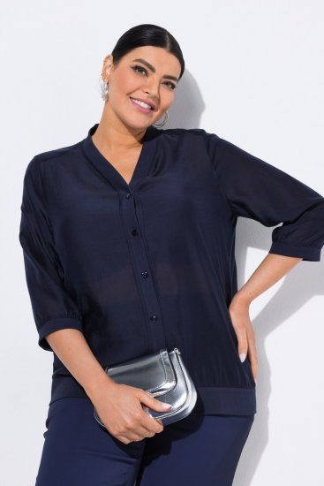 Ulla Popken 841127 Camicetta Blu scuro - Camicette - Bluse Taglie Forti per Ogni Giorno