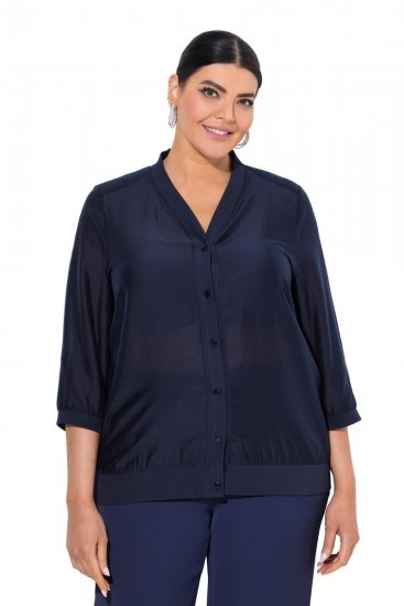 Ulla Popken 841127 Camicetta Blu scuro - Camicette - Bluse Taglie Forti per Ogni Giorno