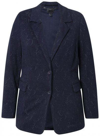 Ulla Popken 841163 Blazer in jersey jacquard Blu scuro - Blazer - Blazer Taglie Forti da Donna