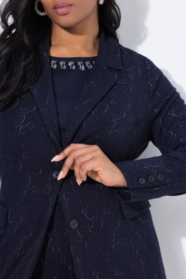 Ulla Popken 841163 Blazer in jersey jacquard Blu scuro - Blazer - Blazer Taglie Forti da Donna