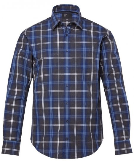 JP1880 Checked Shirt Long Sleeve Kent Collar Anthracite - Camicie - Camicie Taglie Forti Uomo
