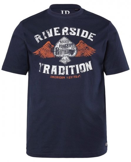 JP1880 T-Shirt Short Sleeve Chest Print Navy - Magliette - Magliette Uomo Taglie Forti