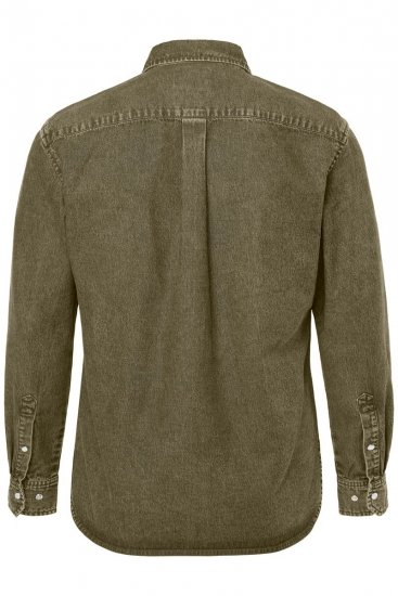 JP1880 Denim Shirt Long Sleeve Olive Green - Camicie - Camicie Taglie Forti Uomo