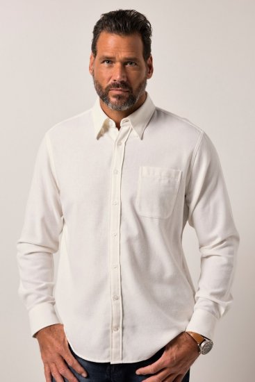 JP1880 Checked Flannel Shirt Long Sleeve Creamy White - Camicie - Camicie Taglie Forti Uomo