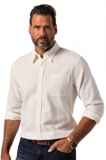 JP1880 Checked Flannel Shirt Long Sleeve Creamy White - Camicie - Camicie Taglie Forti Uomo