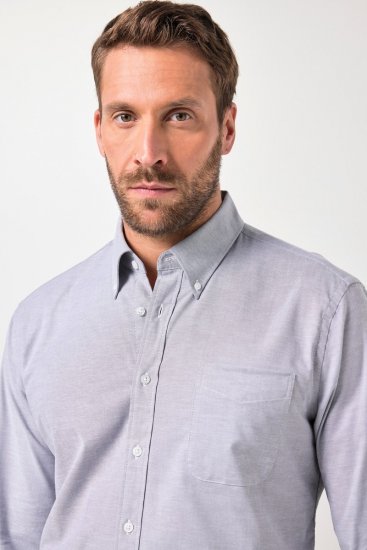 JP1880 Oxford Shirt Flexnamic Long Sleeve Grey - Camicie - Camicie Taglie Forti Uomo