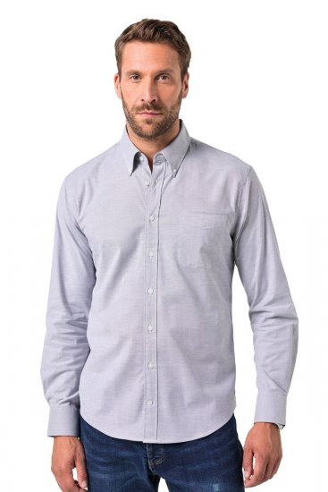 JP1880 Oxford Shirt Flexnamic Long Sleeve Grey - Camicie - Camicie Taglie Forti Uomo
