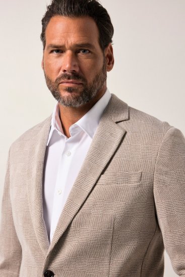 JP1880 Jacket Business Checked Beige - Abiti - Abiti da Uomo Taglie Forti