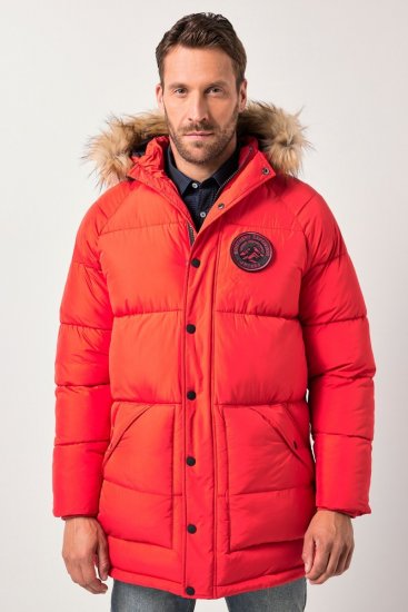 JP1880 Parka Quilted Faux Fur Hood Red - Giubbotti - Giubbotti Uomo Taglie Forti