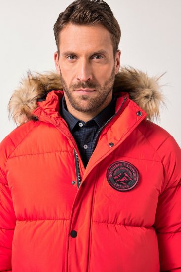 JP1880 Parka Quilted Faux Fur Hood Red - Giubbotti - Giubbotti Uomo Taglie Forti