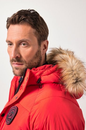 JP1880 Parka Quilted Faux Fur Hood Red - Giubbotti - Giubbotti Uomo Taglie Forti