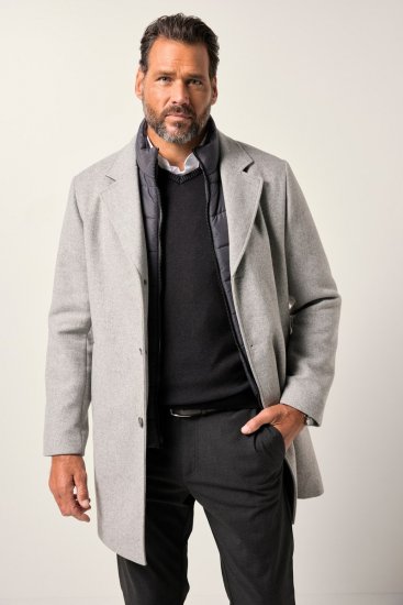 JP1880 841583 Cappotto in lana con fodera staccabile Grigio - Giubbotti - Giubbotti Uomo Taglie Forti