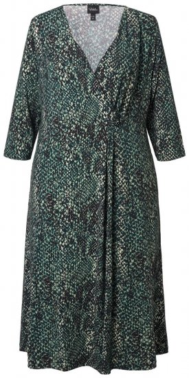 Ulla Popken 841839 Abito in jersey animalier con maniche a 3/4 Verde scuro - Vestiti midi - Abiti midi taglie comode