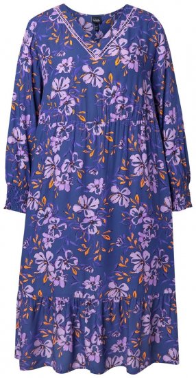 Ulla Popken 841873 Abito midi a fiori Blu scuro - Vestiti midi - Abiti midi taglie comode