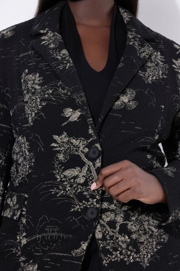 Ulla Popken 841901 Blazer fantasia Nero - Blazer - Blazer Taglie Forti da Donna
