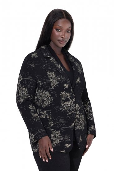 Ulla Popken 841901 Blazer fantasia Nero - Blazer - Blazer Taglie Forti da Donna