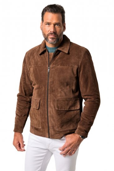 JP1880 Leather Jacket Genuine Cowhide Brown - Giubbotti - Giubbotti Uomo Taglie Forti