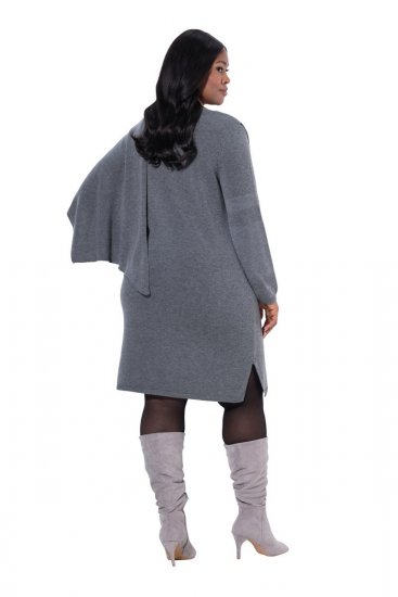 Ulla Popken 841941 Abito in maglia a maniche lunghe Grigio melange - Abiti in maglia - 