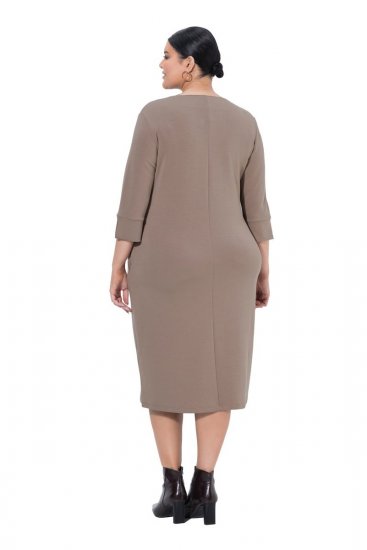 Ulla Popken 841952 Abito in felpa con scollo a V Marrone chiaro - Abiti - Vestiti per tutte le taglie