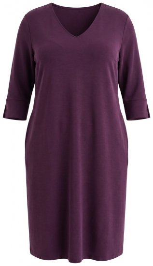 Ulla Popken 841952 Abito in felpa con maniche a 3/4 Prugna - Vestiti midi - Abiti midi taglie comode