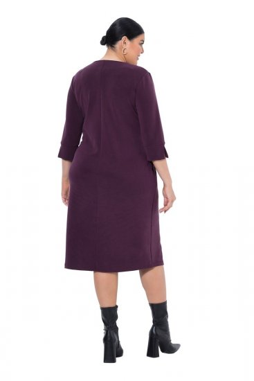 Ulla Popken 841952 Abito in felpa con maniche a 3/4 Prugna - Vestiti midi - Abiti midi taglie comode