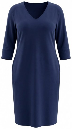 Ulla Popken 841952 Abito in felpa con scollo a V Blu scuro - Abiti - Vestiti per tutte le taglie