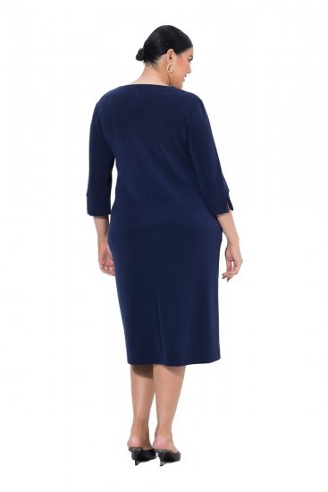Ulla Popken 841952 Abito in felpa con scollo a V Blu scuro - Abiti - Vestiti per tutte le taglie