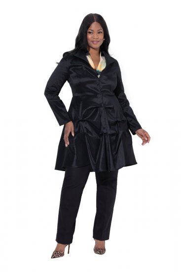 Ulla Popken 842028 Blazer a peplo con pieghe Nero - Blazer - Blazer Taglie Forti da Donna