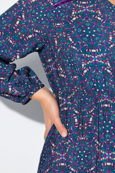 Ulla Popken 842153 Abito midi fantasia Petrolio - Vestiti midi - Abiti midi taglie comode