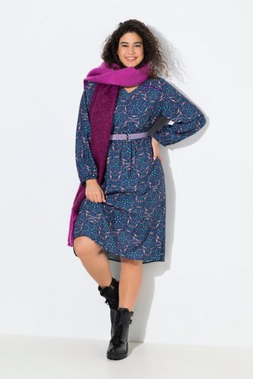 Ulla Popken 842153 Abito midi fantasia Petrolio - Vestiti midi - Abiti midi taglie comode