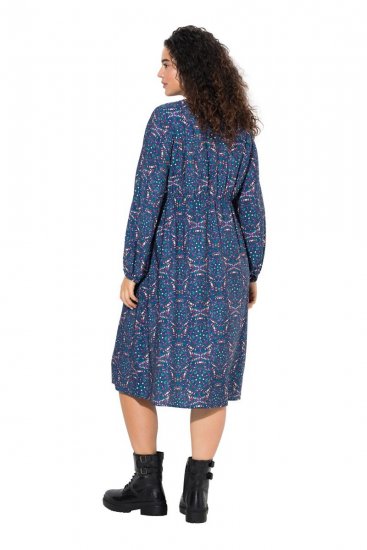 Ulla Popken 842153 Abito midi fantasia Petrolio - Vestiti midi - Abiti midi taglie comode