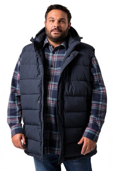 Men+ 433 Gilet trapuntato con cappuccio Blu scuro - Giubbotti - Giubbotti Uomo Taglie Forti
