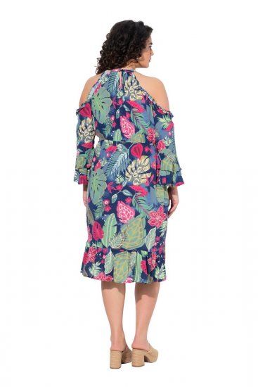 Ulla Popken 842471 Abito midi fantasia Blu scuro - Vestiti midi - Abiti midi taglie comode