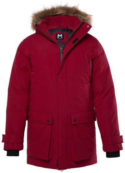 Men+ 619 Parka funzionale con cappuccio in pelliccia sintetica Bordeaux - Giubbotti - Giubbotti Uomo Taglie Forti
