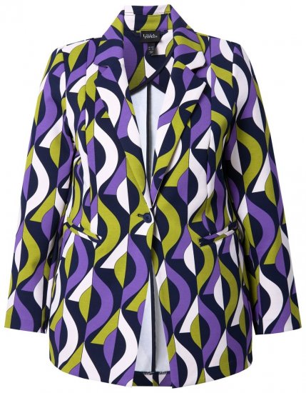 Ulla Popken 842680 Blazer fantasia in jersey punto di Roma Blu scuro - Blazer - Blazer Taglie Forti da Donna