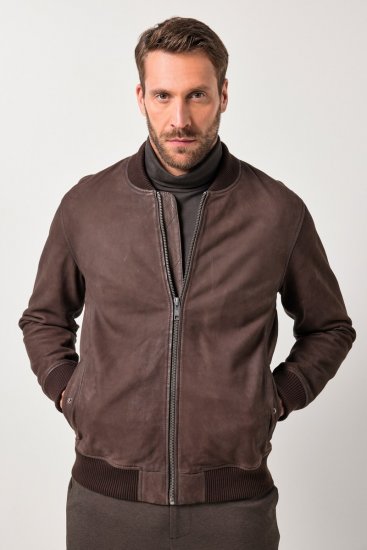 JP1880 Jacket Buffed Nubuck Lamb Leather Brown - Giubbotti - Giubbotti Uomo Taglie Forti