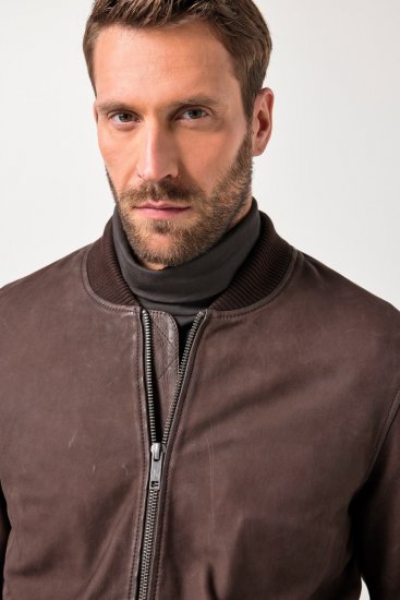 JP1880 Jacket Buffed Nubuck Lamb Leather Brown - Giubbotti - Giubbotti Uomo Taglie Forti