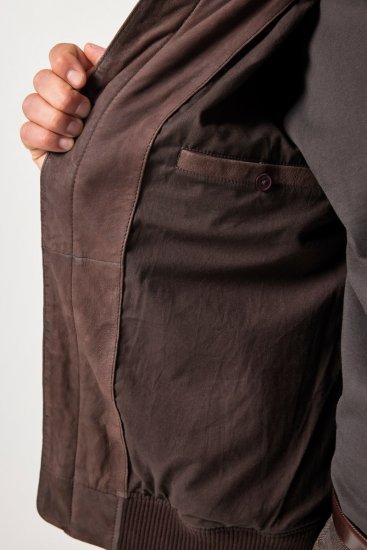 JP1880 Jacket Buffed Nubuck Lamb Leather Brown - Giubbotti - Giubbotti Uomo Taglie Forti