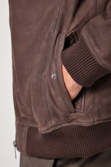 JP1880 Jacket Buffed Nubuck Lamb Leather Brown - Giubbotti - Giubbotti Uomo Taglie Forti