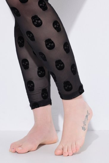 Ulla Popken 842886 Collant senza piede fantasia Nero - Collant & calzini - 