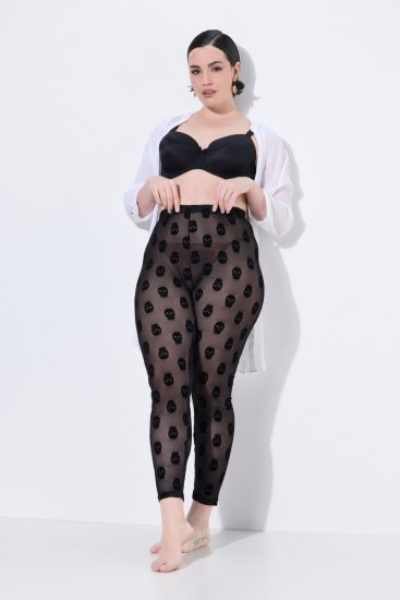 Ulla Popken 842886 Collant senza piede fantasia Nero - Collant & calzini - 