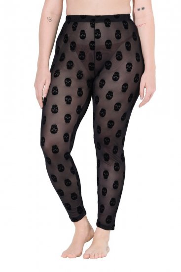 Ulla Popken 842886 Collant senza piede fantasia Nero - Collant & calzini - 