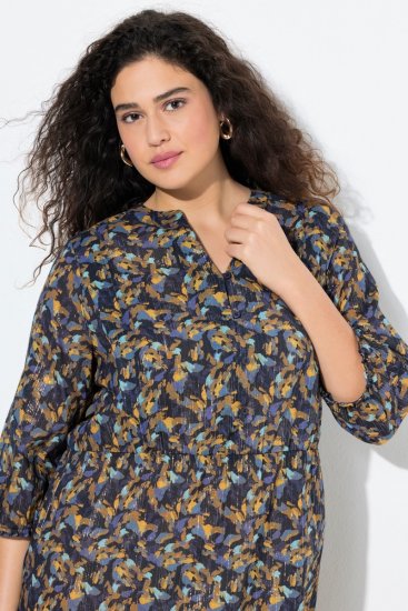 Ulla Popken 842936 Abito a righe con maniche a 3/4 Blu scuro - Abiti da sera - Abiti da sera taglie forti
