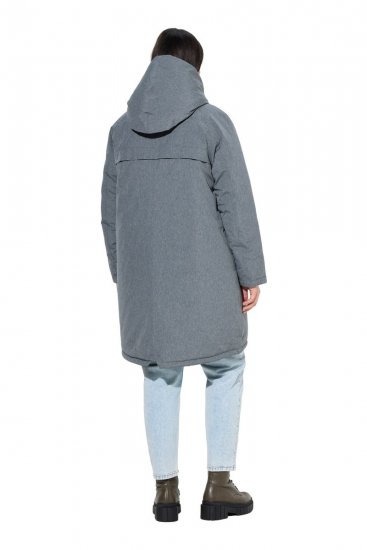 Ulla Popken 842951 Cappotto tecnico HYPRAR impermeabile con cappuccio Grigio scuro melange - Cappotti - Cappotti taglie forti da donna