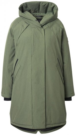 Ulla Popken 842951 Cappotto tecnico HYPRAR impermeabile con cappuccio Verde grigio - Cappotti - Cappotti taglie forti da donna