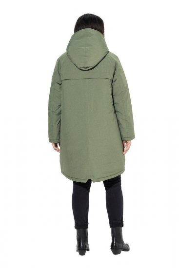 Ulla Popken 842951 Cappotto tecnico HYPRAR impermeabile con cappuccio Verde grigio - Cappotti - Cappotti taglie forti da donna