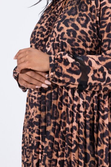 Ulla Popken 842979 Abito animalier Marrone - Vestiti midi - Abiti midi taglie comode